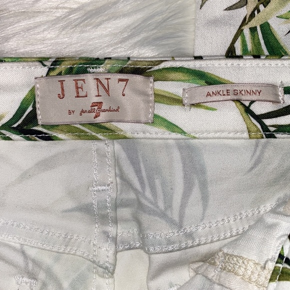 7 For All Mankind Ankle Skinny Tropical Palm Tree Print Jeans 🌴 Size 0 - Picture 5 of 9